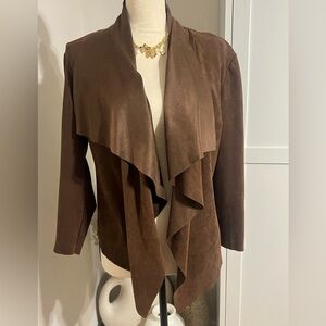 Alberto Makali Brown Blazer Waterfall Front Design